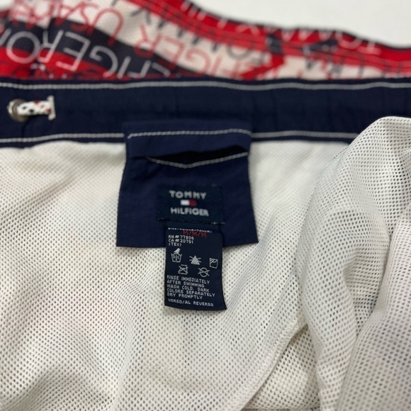 Tommy Hilfiger swim trunks M spell out 5.5” inseam stars stripes red white blue. - Picture 6 of 7